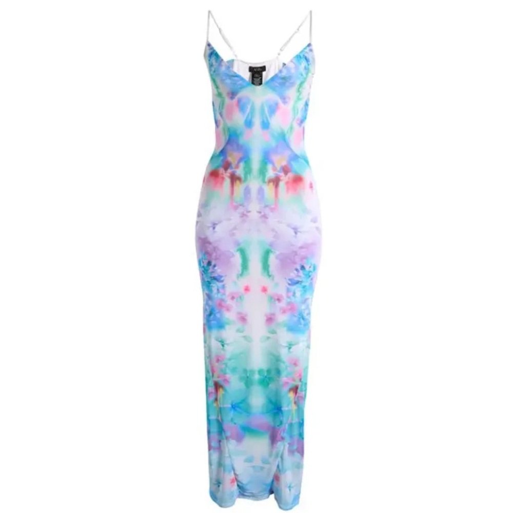 AFRM ALYSON MESH MAXI DRESS BLUR BLOSSOM SIZE MEDIUM NWT